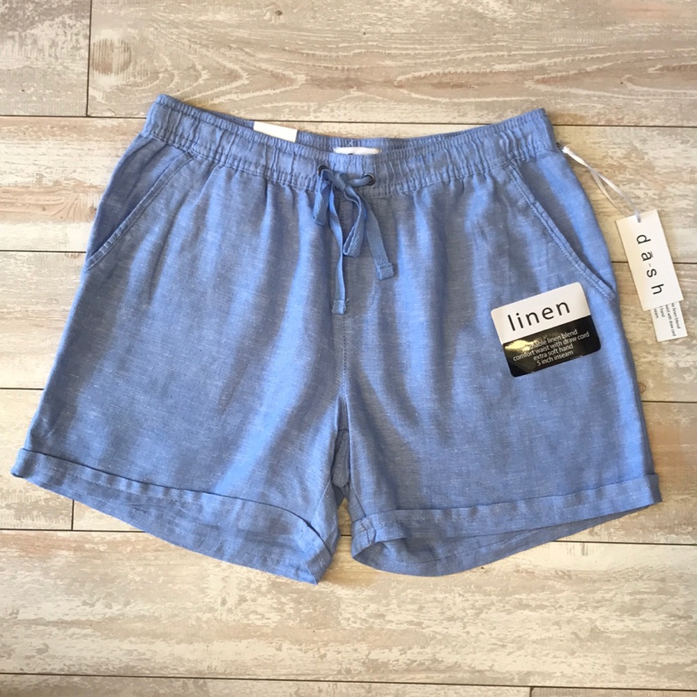 NWT Light Blue Linen Drawstring Shorts